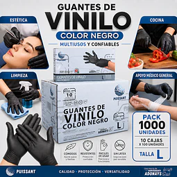 Guante Vinilo Negro Sin Polvo Box de 1000 Unidades Variedades Adonays