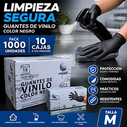 Guante Vinilo Negro Sin Polvo Box de 1000 Unidades Variedades Adonays