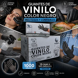 Guante Vinilo Negro Sin Polvo Box de 1000 Unidades Variedades Adonays