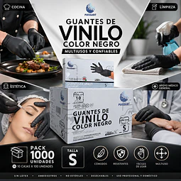 Guante Vinilo Negro Sin Polvo Box de 1000 Unidades Variedades Adonays