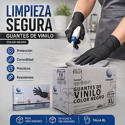 Guante Vinilo Negro Sin Polvo Box de 1000 Unidades Variedades Adonays