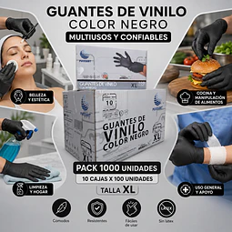 Guante Vinilo Negro Sin Polvo Box de 1000 Unidades Variedades Adonays