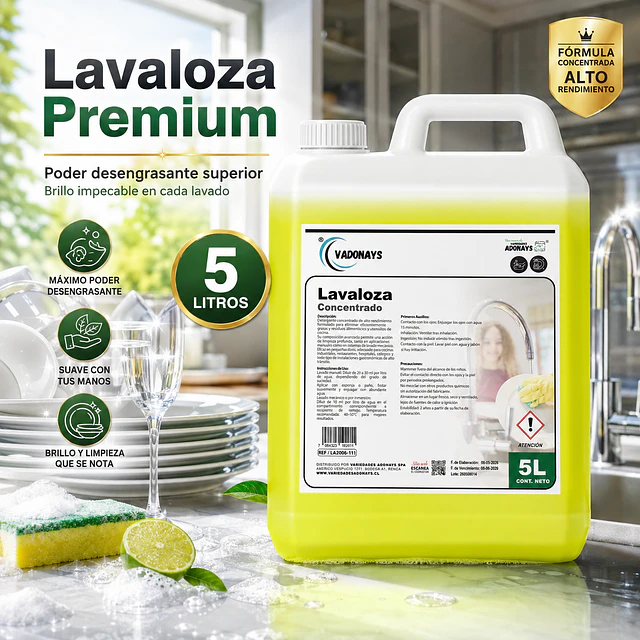 Lavalozas Concentrado Premiun Vadonays 5 Litros