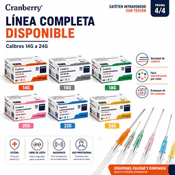 Cateter Intravenoso C/teflón Cranberry 50 Uds Radio Paco