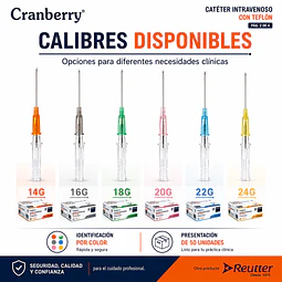 Cateter Intravenoso C/teflón Cranberry 50 Uds Radio Paco