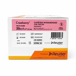 Cateter Intravenoso C/teflón Cranberry 50 Uds Radio Paco