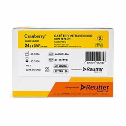 Cateter Intravenoso C/teflón Cranberry 50 Uds Radio Paco