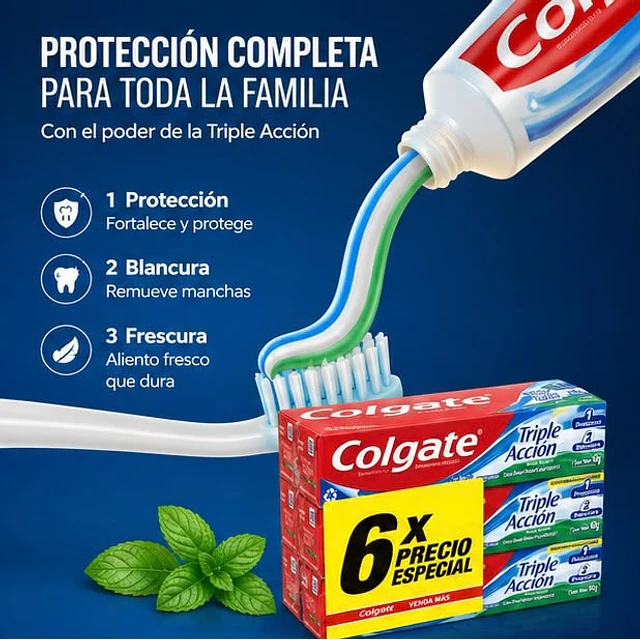 Pack X6 Colgate Triple Accion Crema Dental 50g