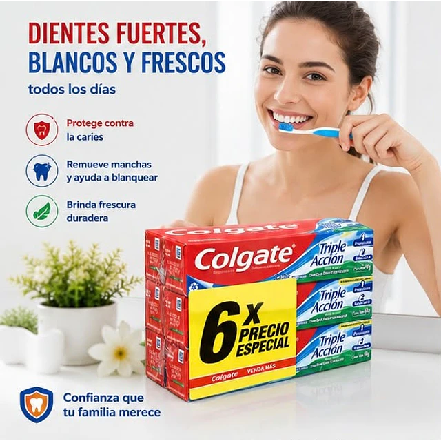 Pack X6 Colgate Triple Accion Crema Dental 50g