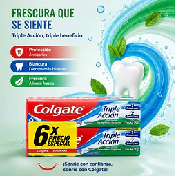 Pack X6 Colgate Triple Accion Crema Dental 50g