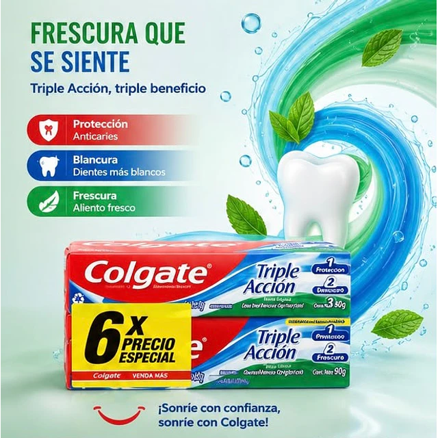 Pack X6 Colgate Triple Accion Crema Dental 50g