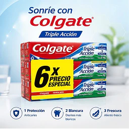 Pack X6 Colgate Triple Accion Crema Dental 50g