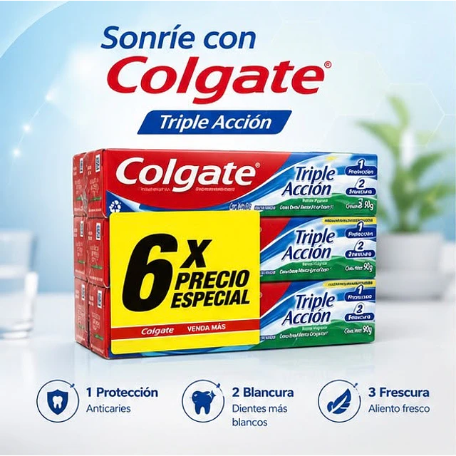 Pack X6 Colgate Triple Accion Crema Dental 50g