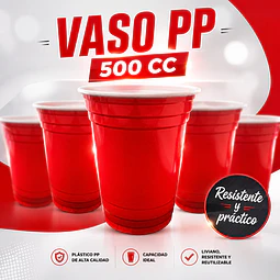 50 Vasos Plasticos Desechables Color Rojo 16oz / 500c