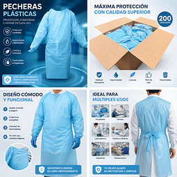 Pecheras Plásticas Desechables 200 Unidades