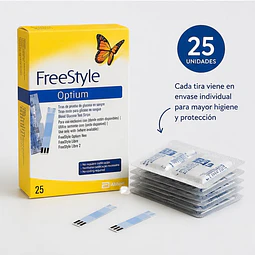 Cinta Glicemia Tiras Freestyle Optium 25 Unidades