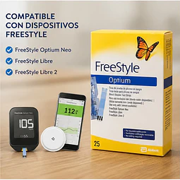 Cinta Glicemia Tiras Freestyle Optium 2 Cajas de 25 Unidades
