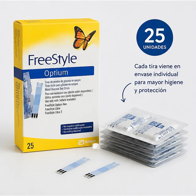 Cinta Glicemia Tiras Freestyle Optium 2 Cajas de 25 Unidades