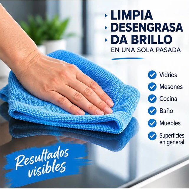 Paños De Limpieza De Microfibra Celeste 1 Unidad