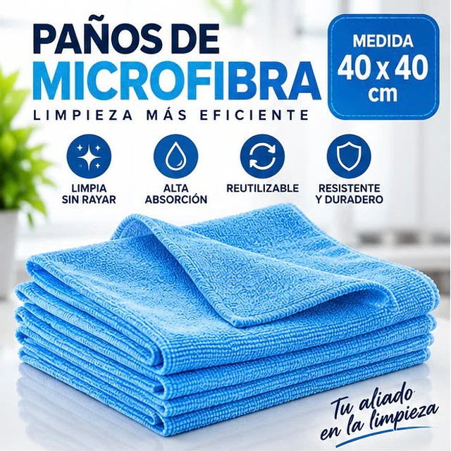 Paños De Limpieza De Microfibra Celeste 1 Unidad