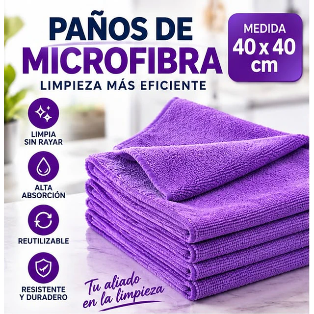 Paños De Limpieza De Microfibra Morado 1 Unidad
