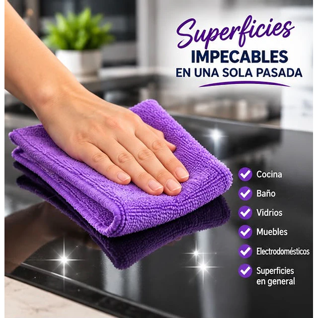 Paños De Limpieza De Microfibra Morado 1 Unidad