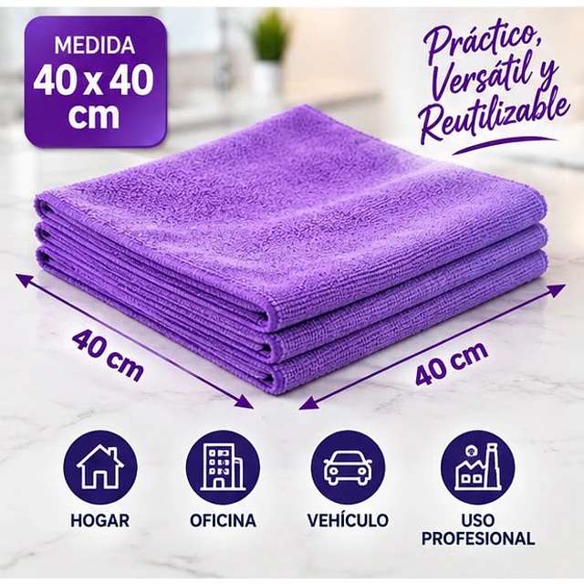 Paños De Limpieza De Microfibra Morado 1 Unidad