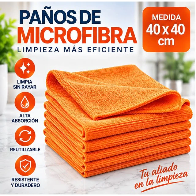 Paños De Limpieza De Microfibra Naranjo 1 Unidad