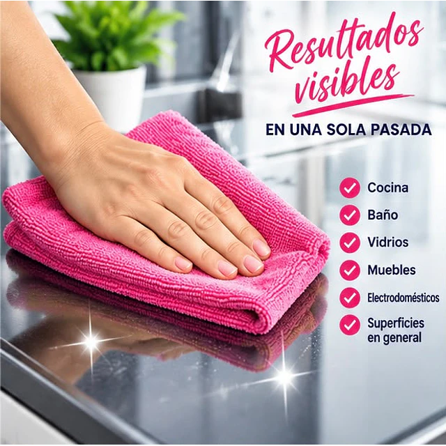 Paños De Limpieza De Microfibra Rosado 1 Unidad