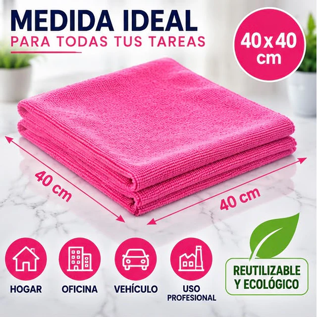 Paños De Limpieza De Microfibra Rosado 1 Unidad