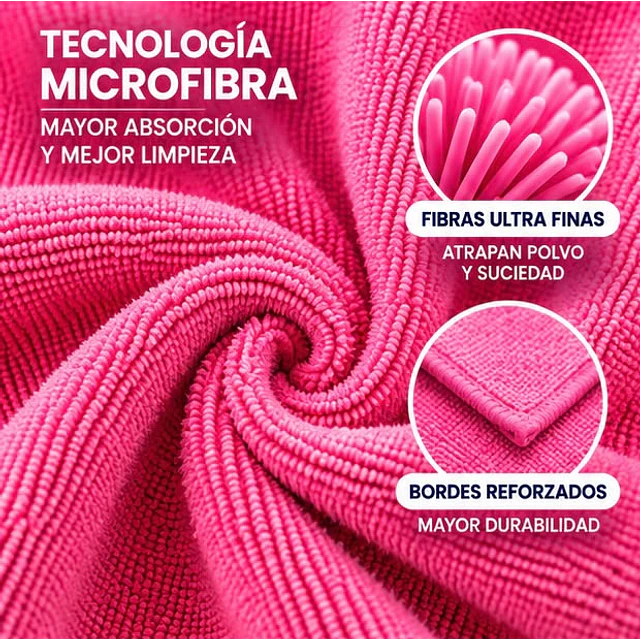 Paños De Limpieza De Microfibra Rosado 1 Unidad