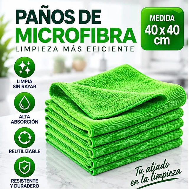 Paños De Limpieza De Microfibra Verde 1 Unidad