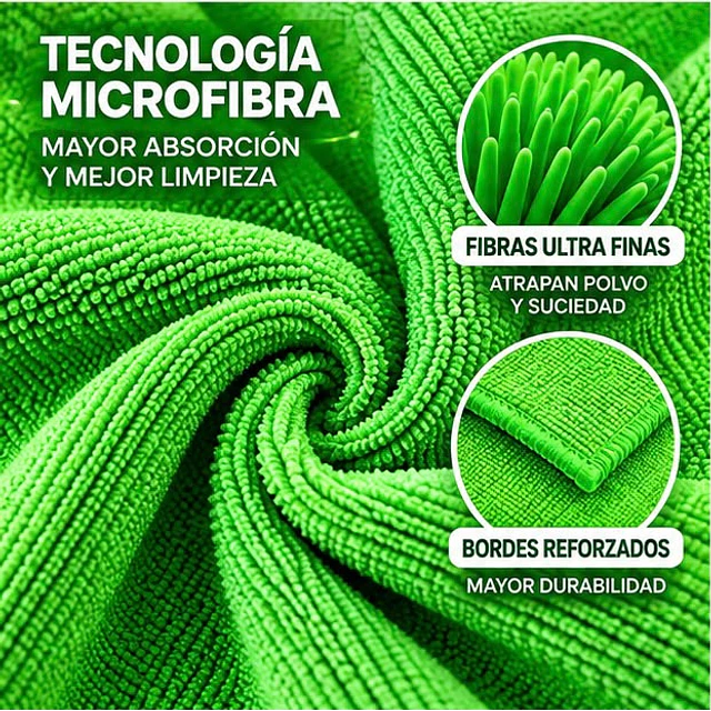 Paños De Limpieza De Microfibra Verde 1 Unidad