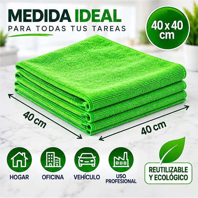 Paños De Limpieza De Microfibra Verde 1 Unidad