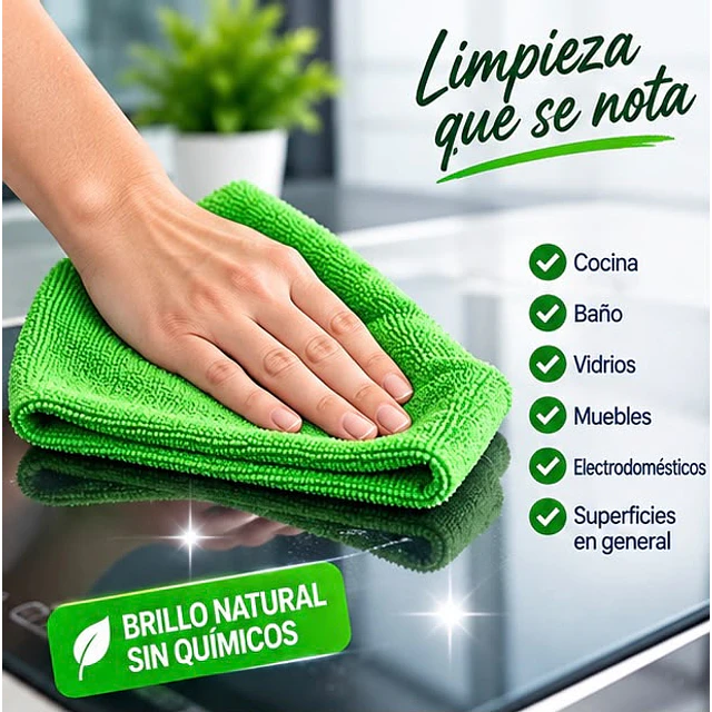 Paños De Limpieza De Microfibra Verde 1 Unidad