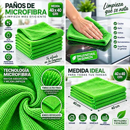 Paños De Limpieza De Microfibra Verde 1 Unidad
