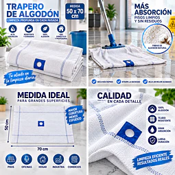 Trapero de Algodón con Ojal Blanco 1 Unidad