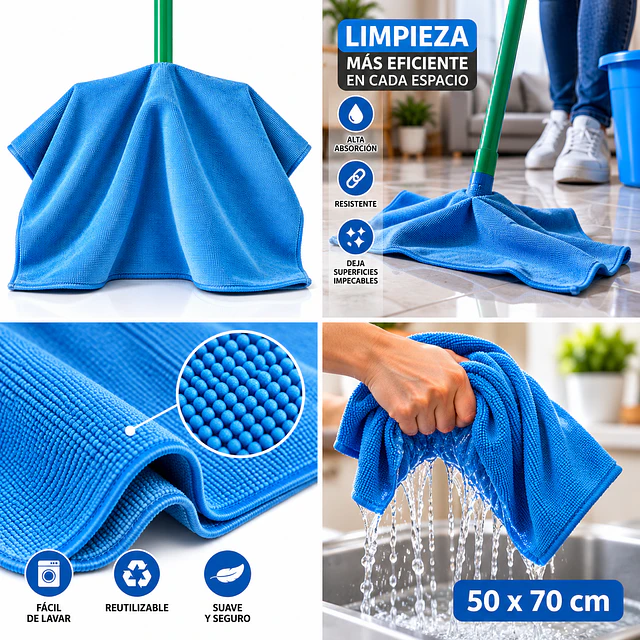 Trapero de Microfibra con Ojal Celeste 1 Unidad