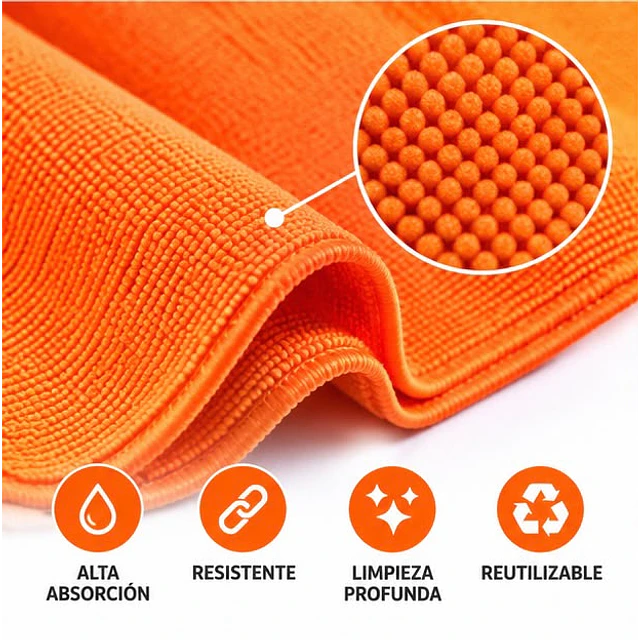 Trapero de Microfibra con Ojal Naranjo 1 Unidad