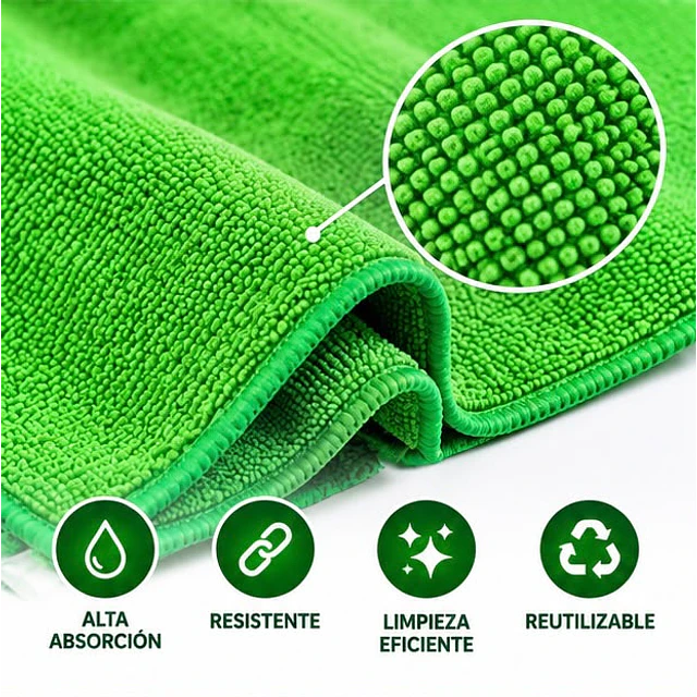 Trapero de Microfibra con Ojal Verde 1 Unidad