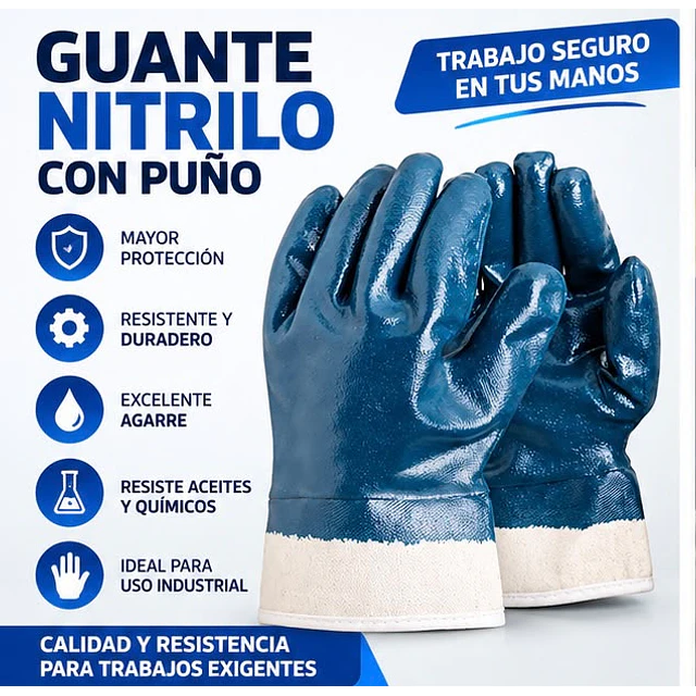 Guante Nitrilo Puño Seguridad 1 Par
