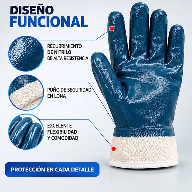 Guante Nitrilo Puño Seguridad 1 Par