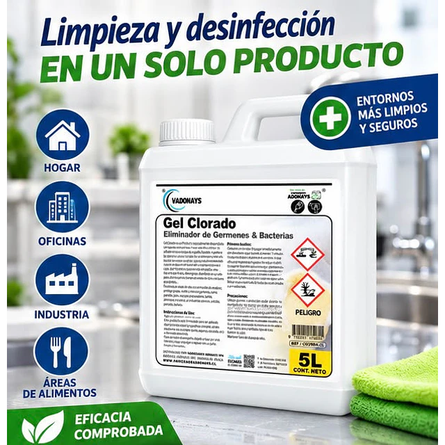 Cloro Gel Alto Poder Vadonays 5 Litros