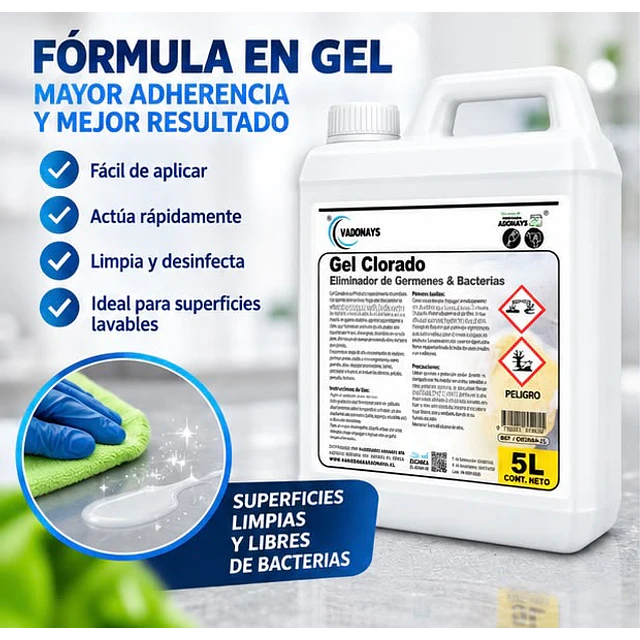 Cloro Gel Alto Poder Vadonays 5 Litros