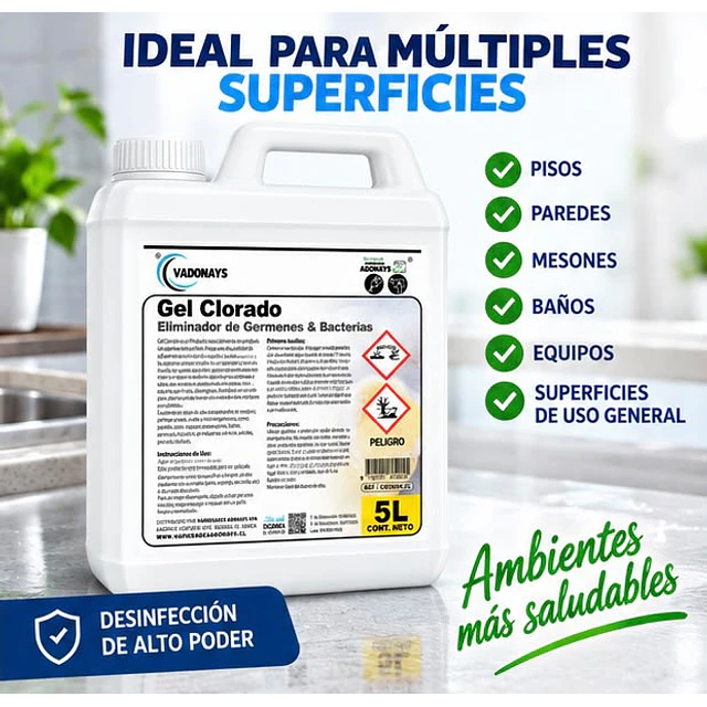 Cloro Gel Alto Poder Vadonays 5 Litros