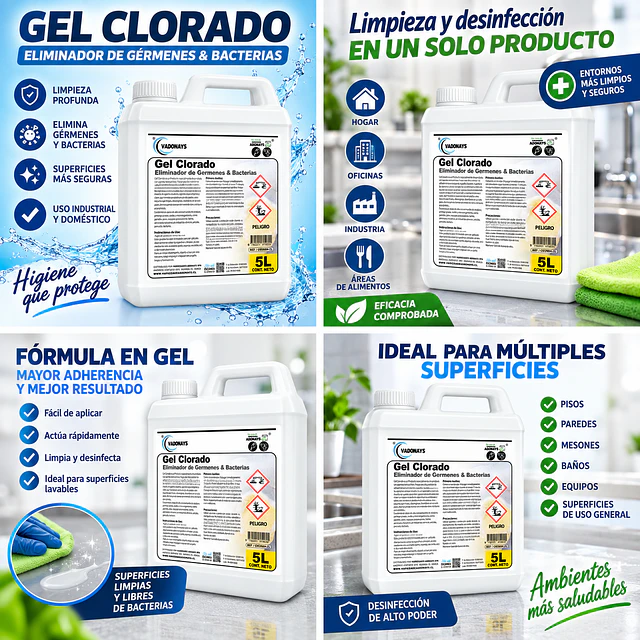 Cloro Gel Alto Poder Vadonays 5 Litros