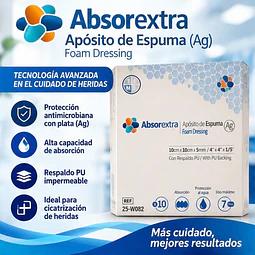 Apósito De Espuma Con Plata (ag) Absorextra 10 X 10 Cm