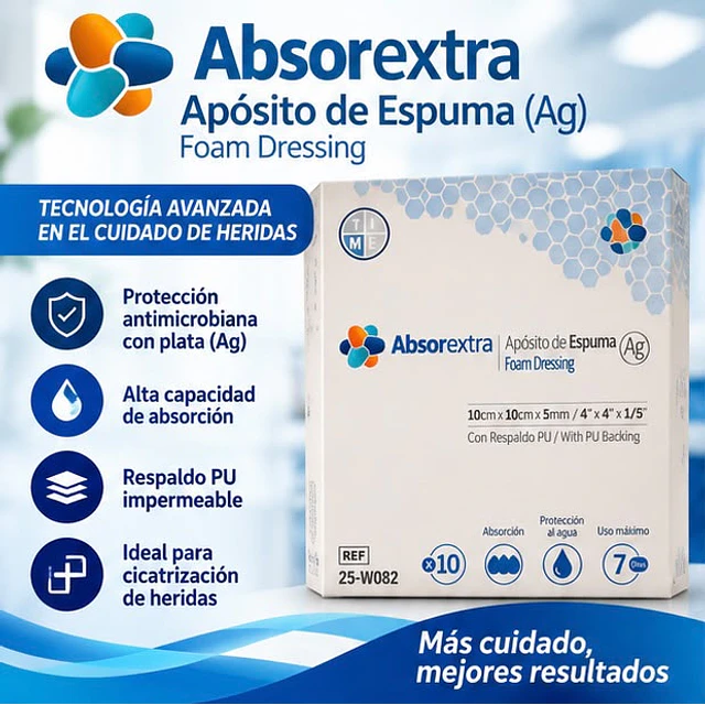 Apósito De Espuma Con Plata (ag) Absorextra 10 X 10 Cm