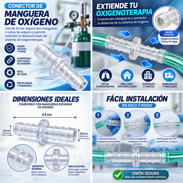 Conector Para Alargador De Oxigeno Universal 1 Unidad