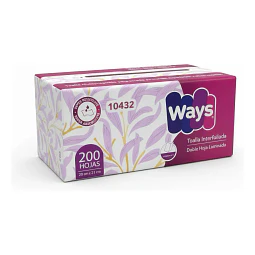 Toalla Interfoliada Ways Doble Hoja - 1 Unidad De 200 Hojas